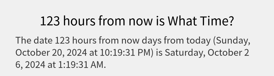 What date is 123 hours from now?