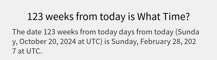 What date is 123 weeks from today?