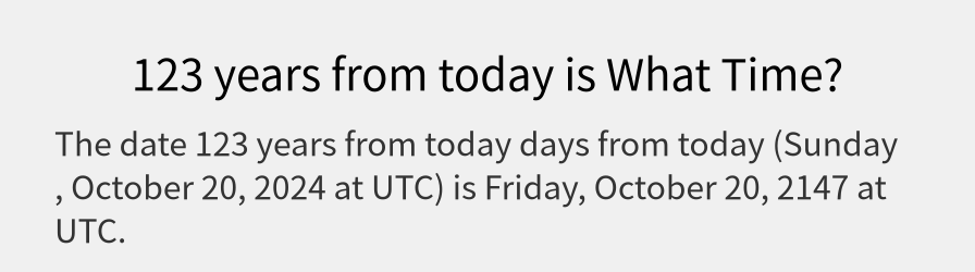 What date is 123 years from today?