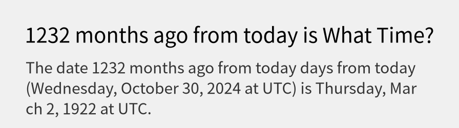 What date is 1232 months ago from today?