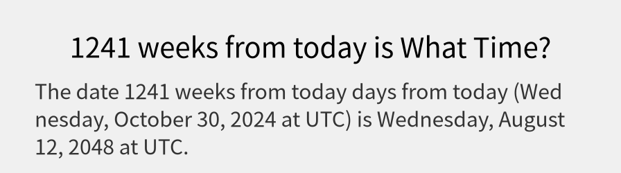 What date is 1241 weeks from today?