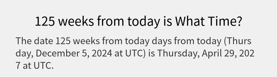 What date is 125 weeks from today?