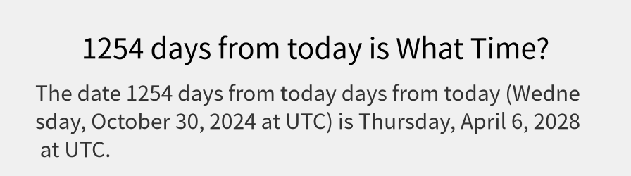 What date is 1254 days from today?