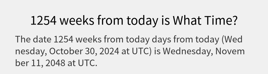 What date is 1254 weeks from today?