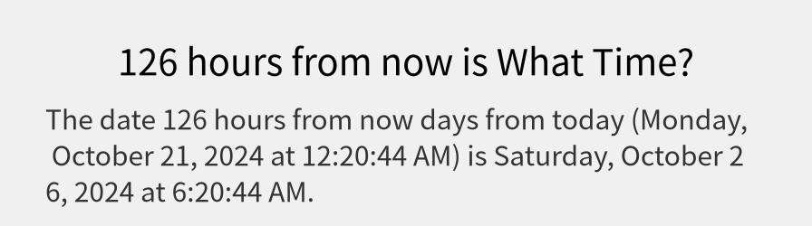 What date is 126 hours from now?