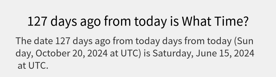 What date is 127 days ago from today?