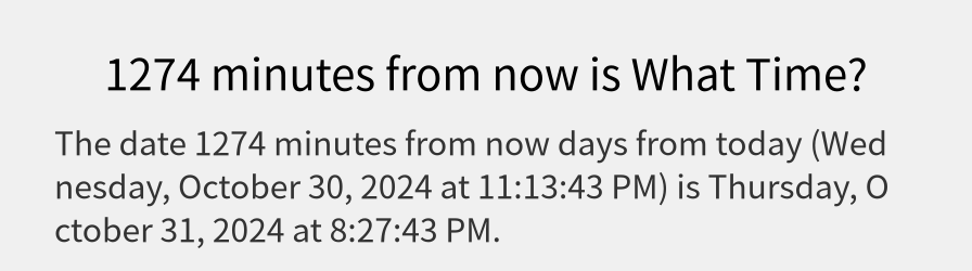 What date is 1274 minutes from now?