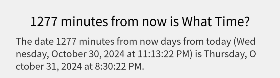 What date is 1277 minutes from now?