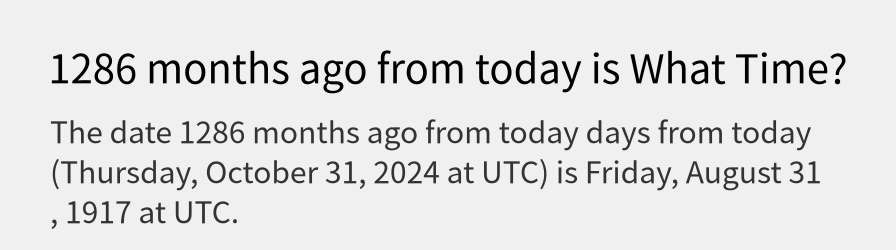 What date is 1286 months ago from today?