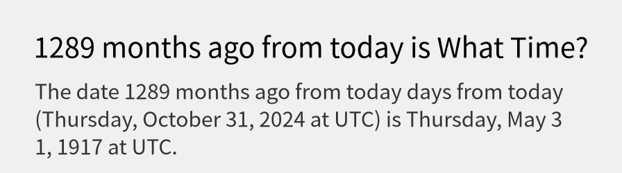 What date is 1289 months ago from today?