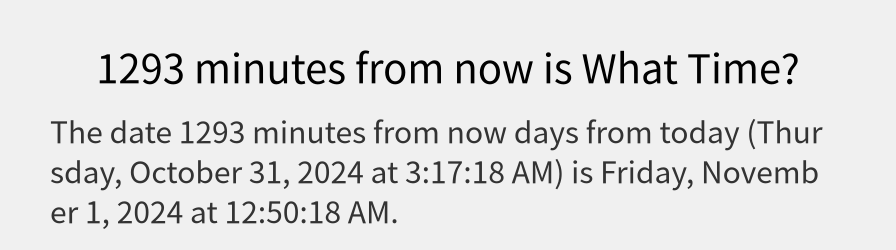 What date is 1293 minutes from now?