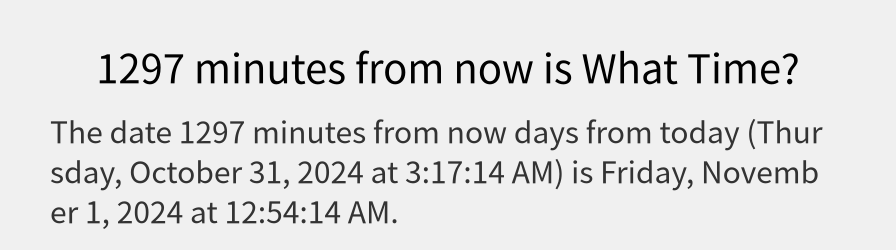 What date is 1297 minutes from now?