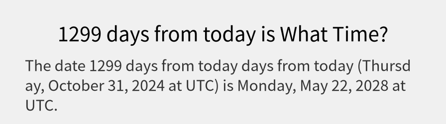 What date is 1299 days from today?