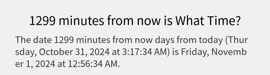What date is 1299 minutes from now?