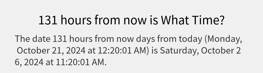 What date is 131 hours from now?