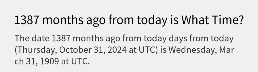 What date is 1387 months ago from today?