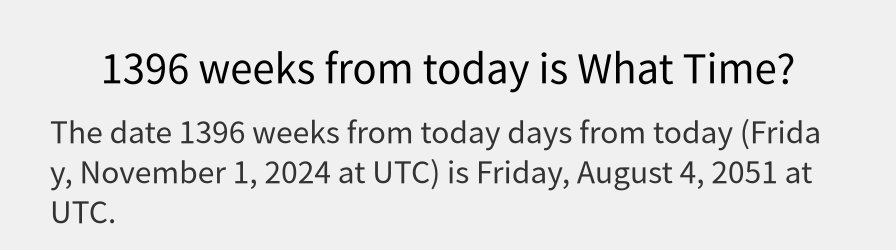 What date is 1396 weeks from today?