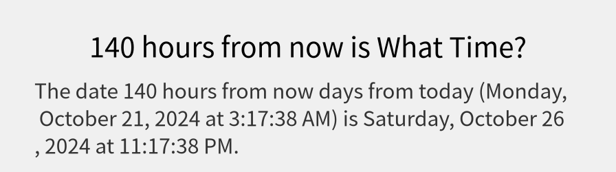 What date is 140 hours from now?