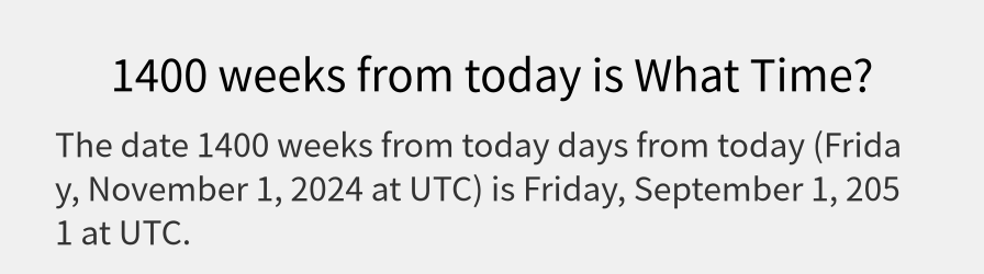 What date is 1400 weeks from today?