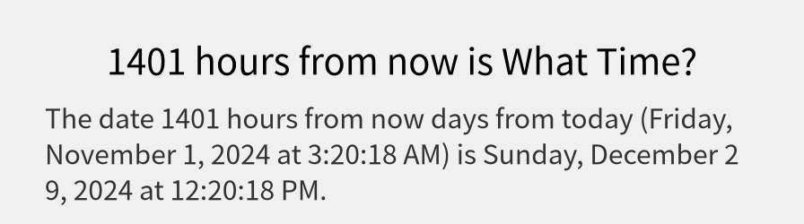 What date is 1401 hours from now?