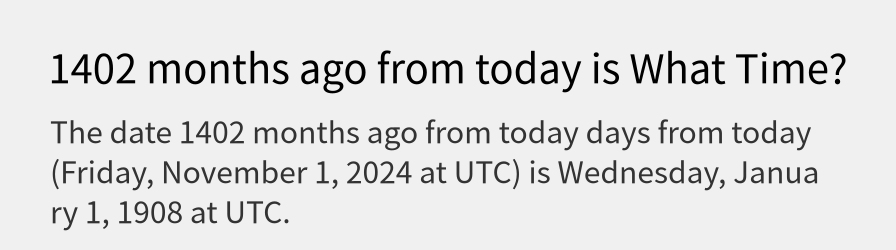 What date is 1402 months ago from today?