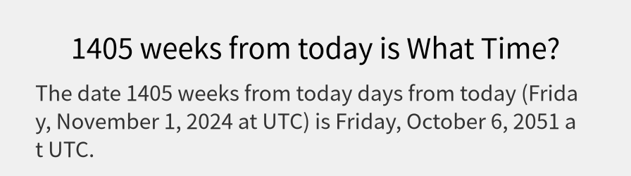 What date is 1405 weeks from today?