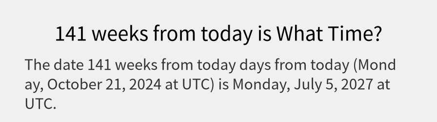 What date is 141 weeks from today?