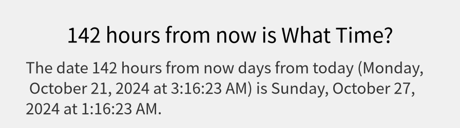 What date is 142 hours from now?