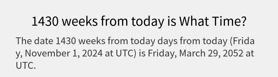 What date is 1430 weeks from today?