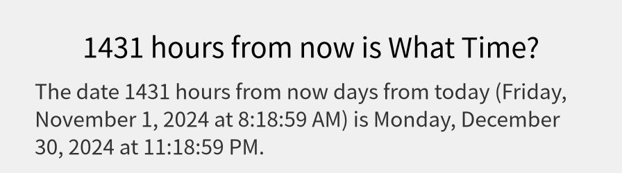 What date is 1431 hours from now?