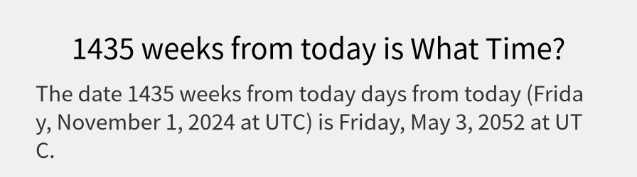 What date is 1435 weeks from today?