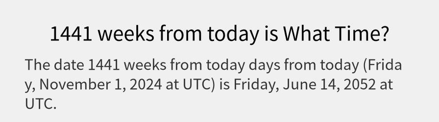 What date is 1441 weeks from today?