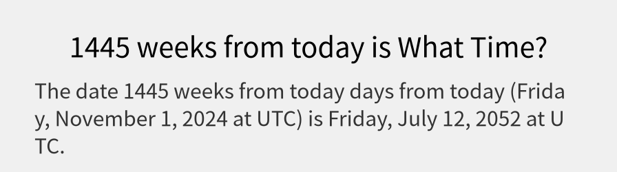 What date is 1445 weeks from today?