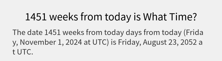 What date is 1451 weeks from today?