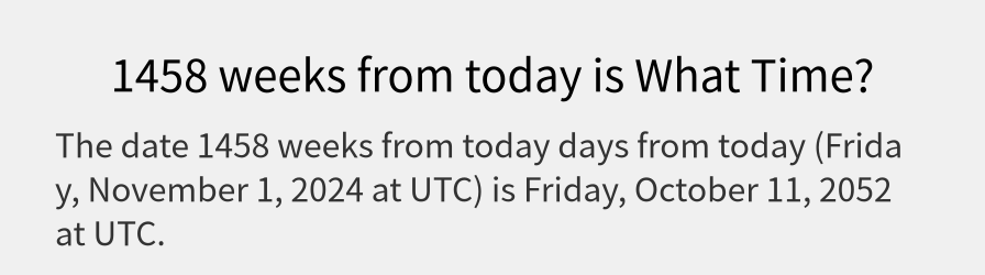 What date is 1458 weeks from today?