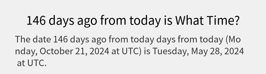 What date is 146 days ago from today?