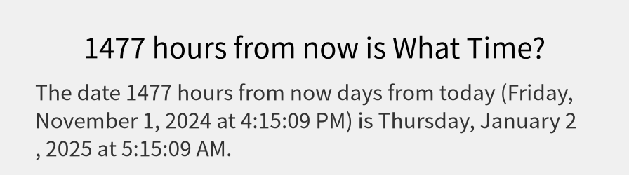 What date is 1477 hours from now?