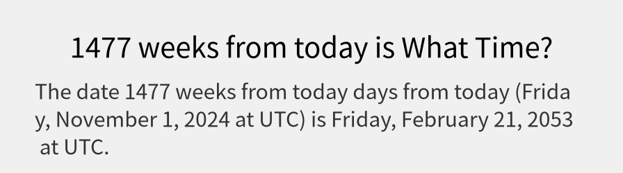 What date is 1477 weeks from today?