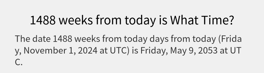 What date is 1488 weeks from today?