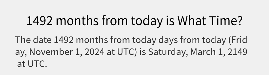 What date is 1492 months from today?