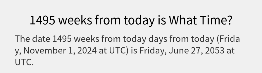 What date is 1495 weeks from today?