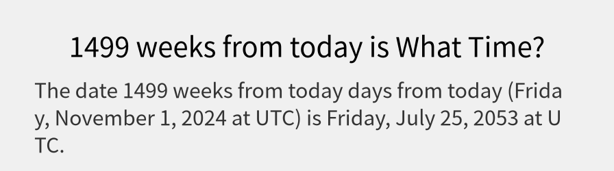 What date is 1499 weeks from today?