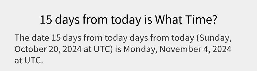 What date is 15 days from today?