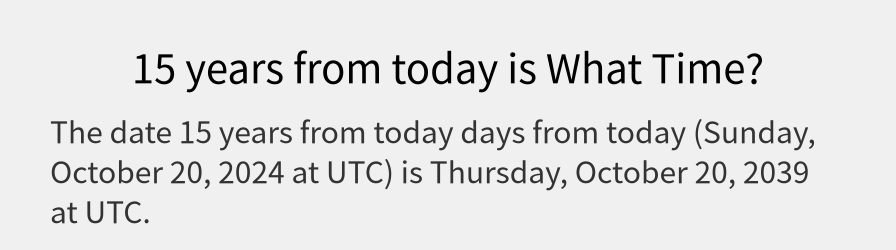 What date is 15 years from today?