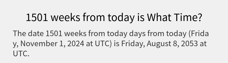 What date is 1501 weeks from today?