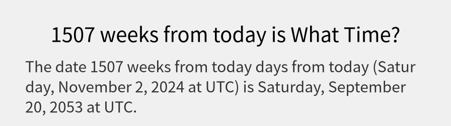 What date is 1507 weeks from today?