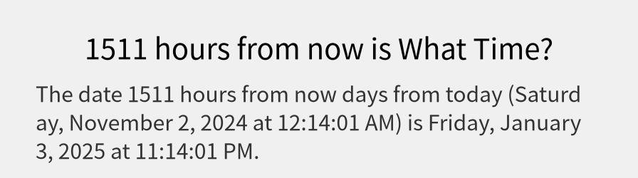 What date is 1511 hours from now?