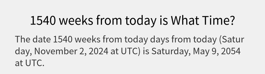 What date is 1540 weeks from today?