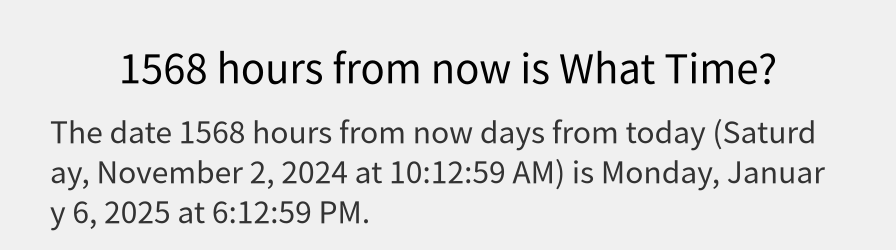 What date is 1568 hours from now?