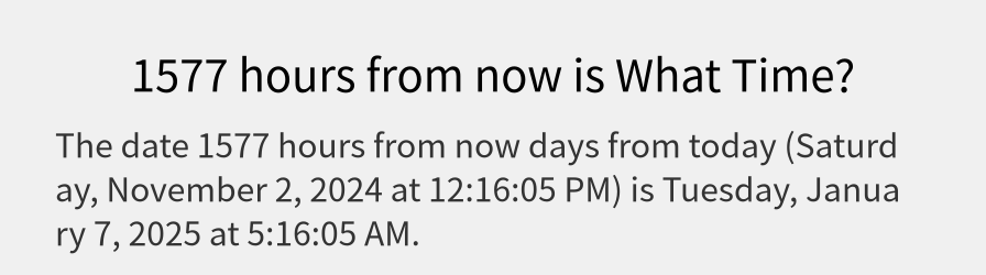 What date is 1577 hours from now?